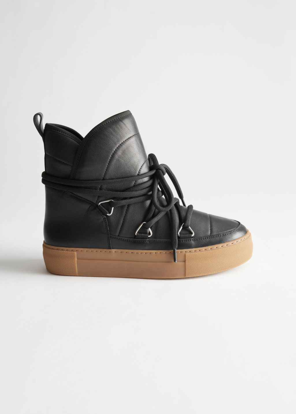Shearling Lined Leather Snow Boots - Black - Winterboots - & Other Stories