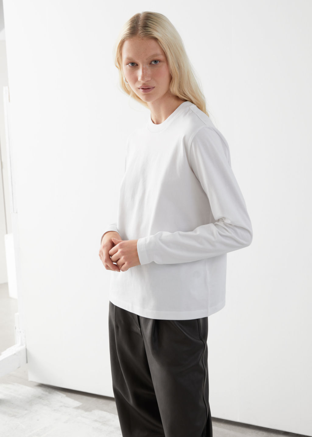 Organic Cotton Long Sleeve T-Shirt - White - Long Sleeve Tops - & Other Stories