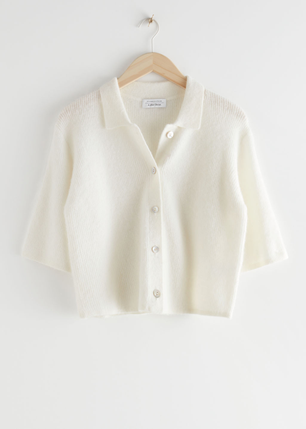 Cropped Wool Alpaca Blend Cardigan - White - Cardigans - & Other Stories