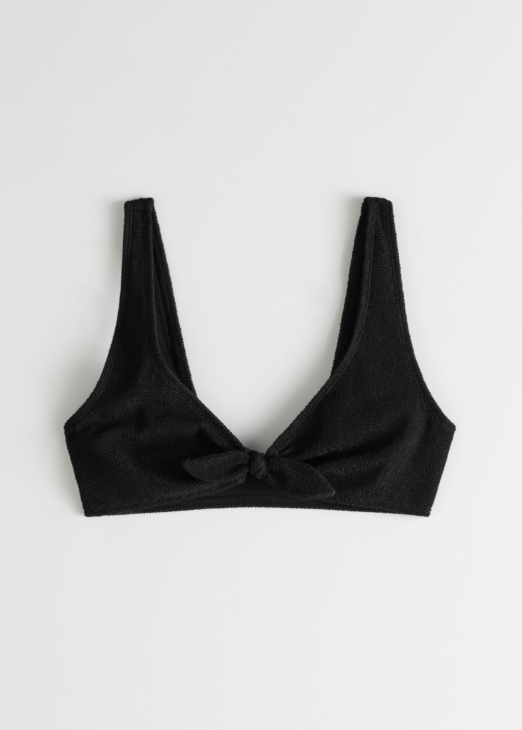 Crepe Knot Tie Bikini Top - Black - Tops - & Other Stories - Click Image to Close