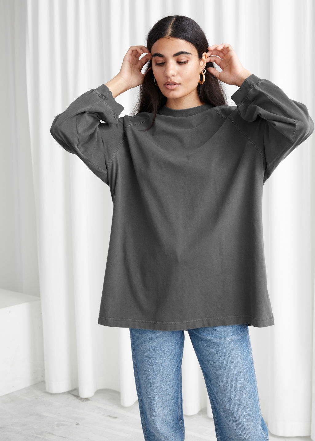 Voluminous Faded Wash Top - Grey - Tops - & Other Stories