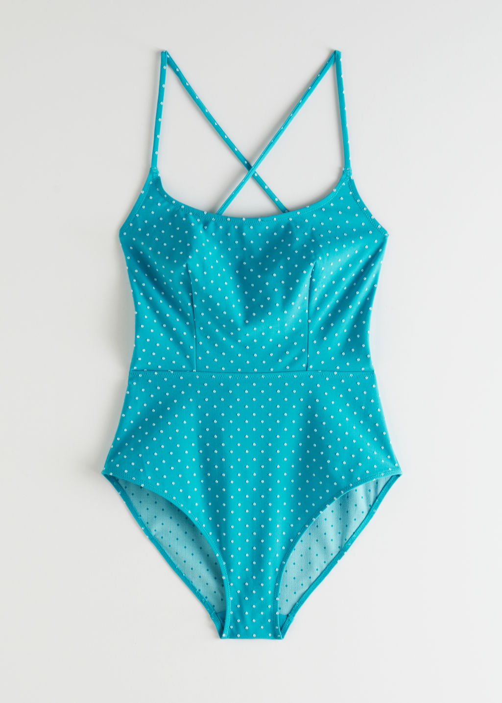 Criss Cross Polka Dot Swimsuit - Blue Dots - Swimsuits - & Other Stories - Click Image to Close