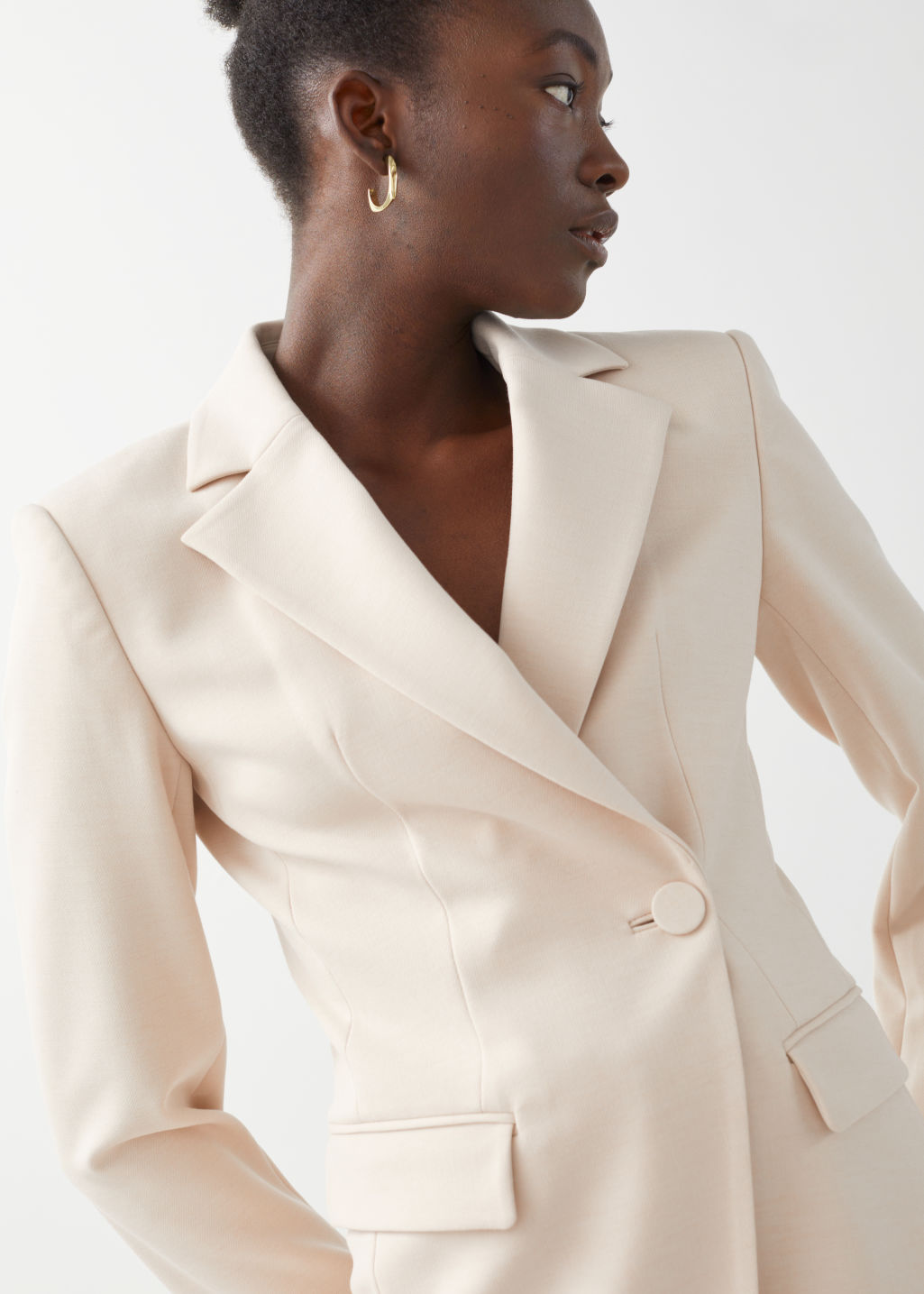 Asymmetric Structured Single Breasted Blazer - Light Beige - Jackets - & Other Stories - Click Image to Close