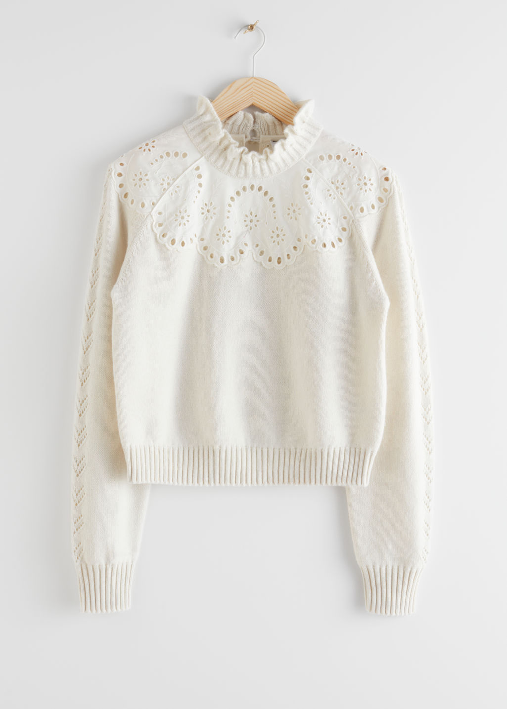 Wool Blend Scalloped Sweater - Creme White - Sweaters - & Other Stories