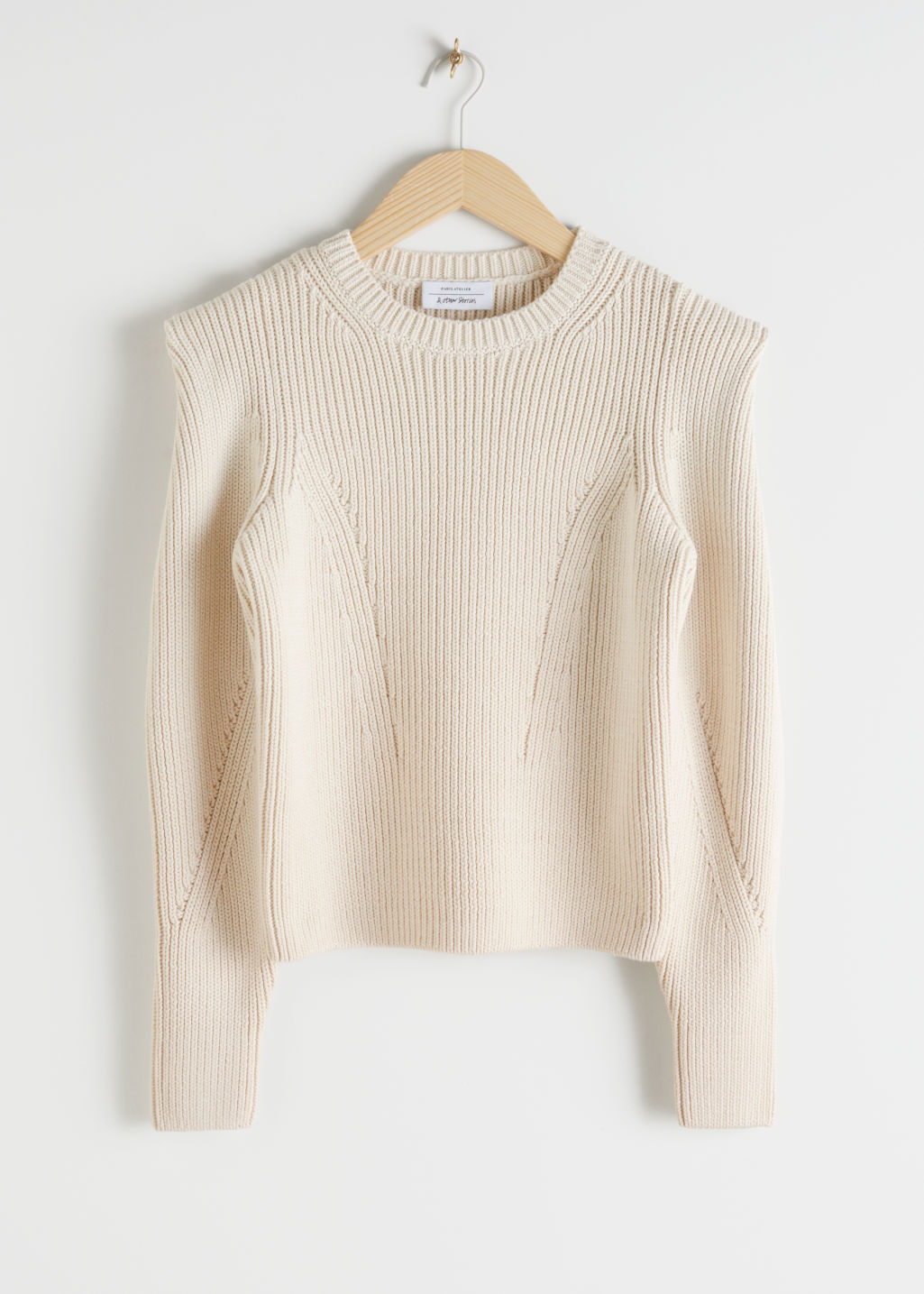 Structured Ribbed Knit Sweater - Light Beige - Sweaters - & Other Stories - Click Image to Close