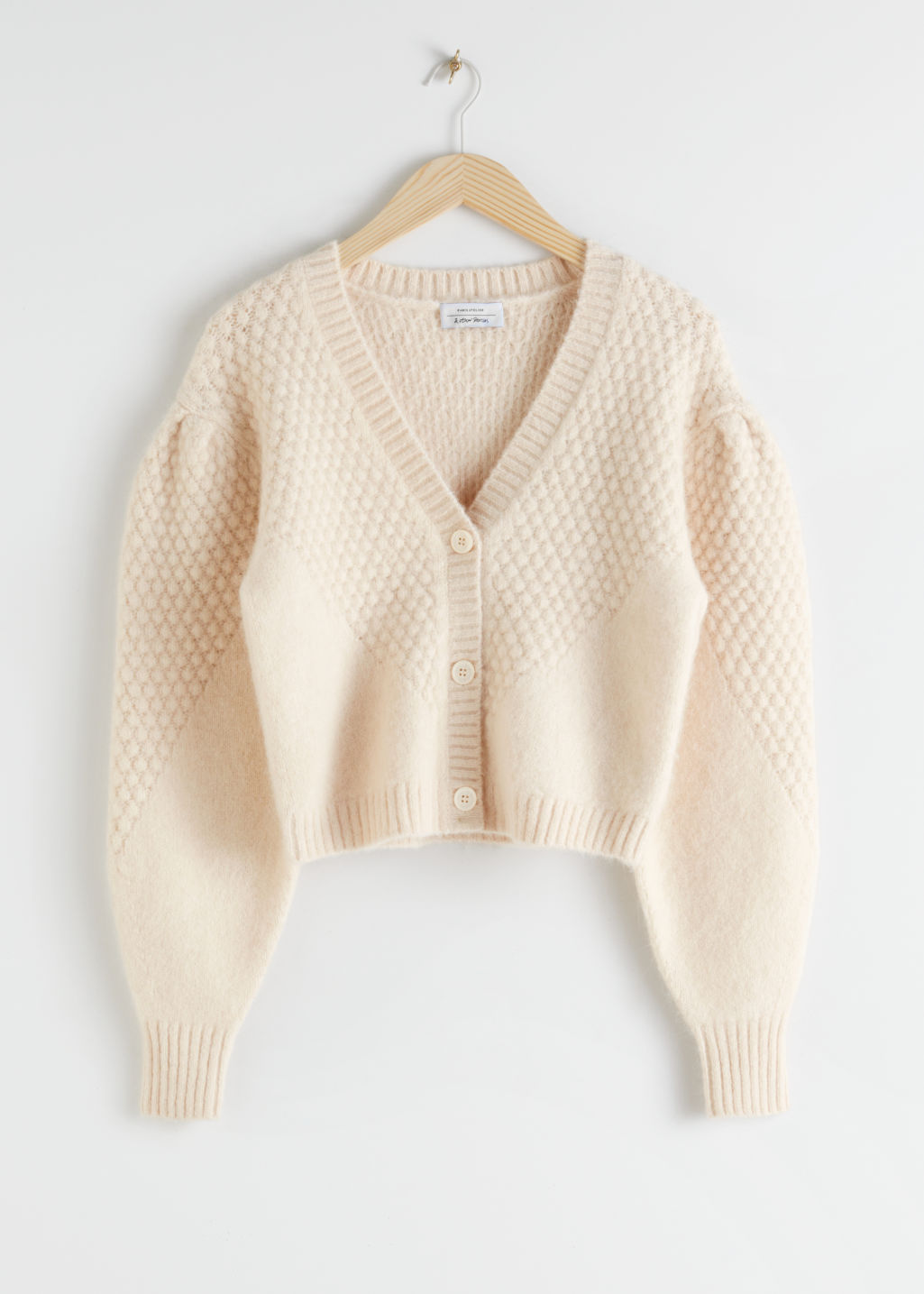 Waffle Knit Wool Blend Cardigan - Beige - Cardigans - & Other Stories