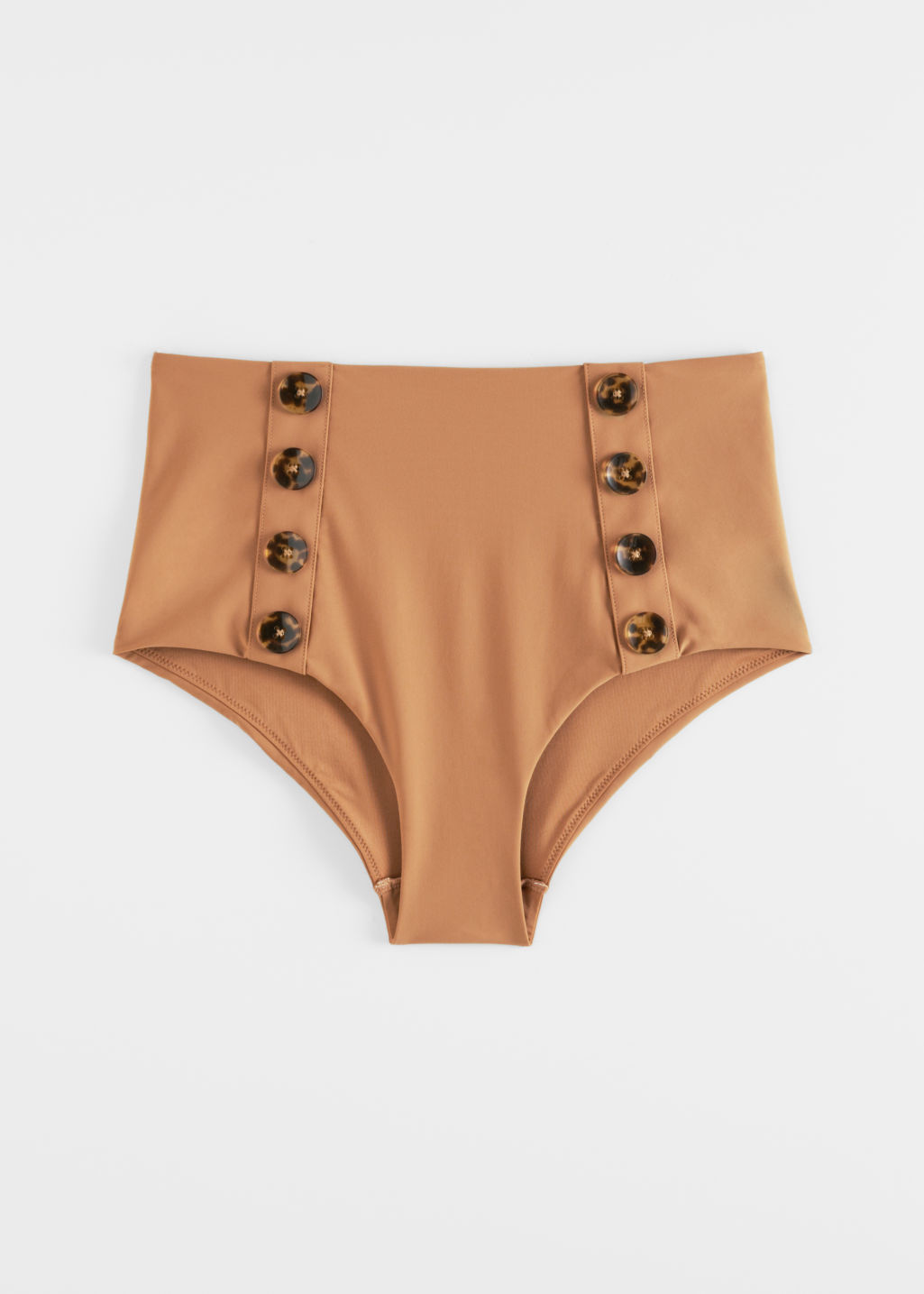 High Waisted Button Bikini Briefs - Brown - Bottoms - & Other Stories - Click Image to Close