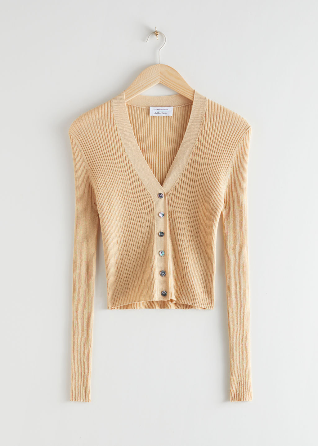 Cropped Ribbed Cardigan - Beige - Cardigans - & Other Stories