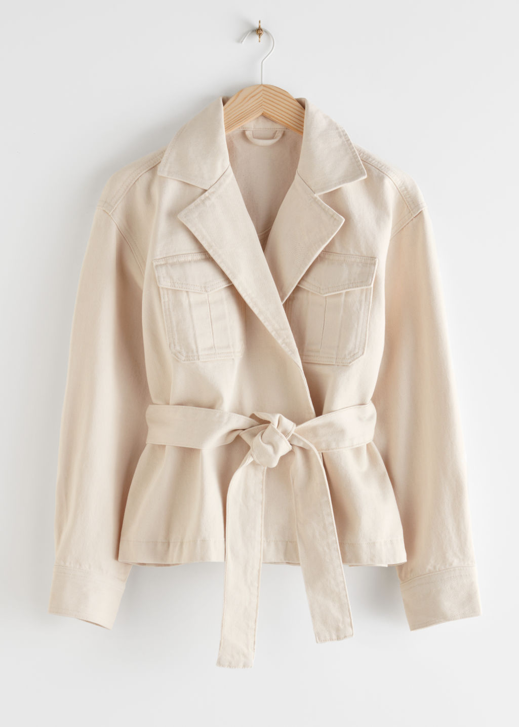 Belted Denim Wrap Jacket - White - Jackets - & Other Stories - Click Image to Close