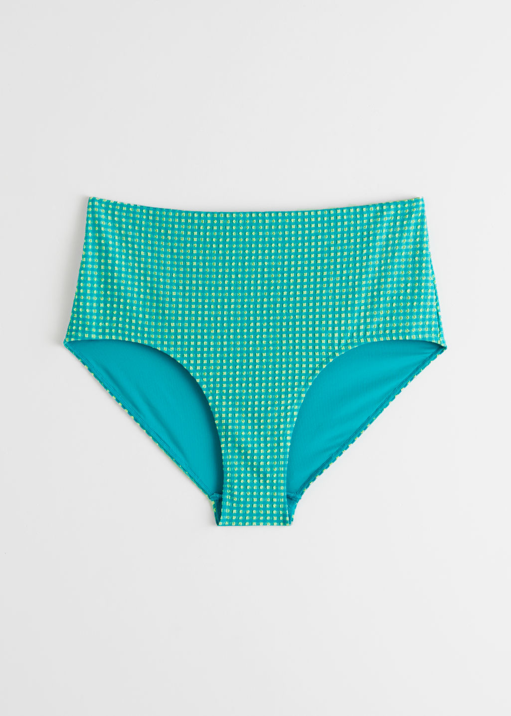 High Waisted Bikini Briefs - Turquoise Checks - Bottoms - & Other Stories - Click Image to Close