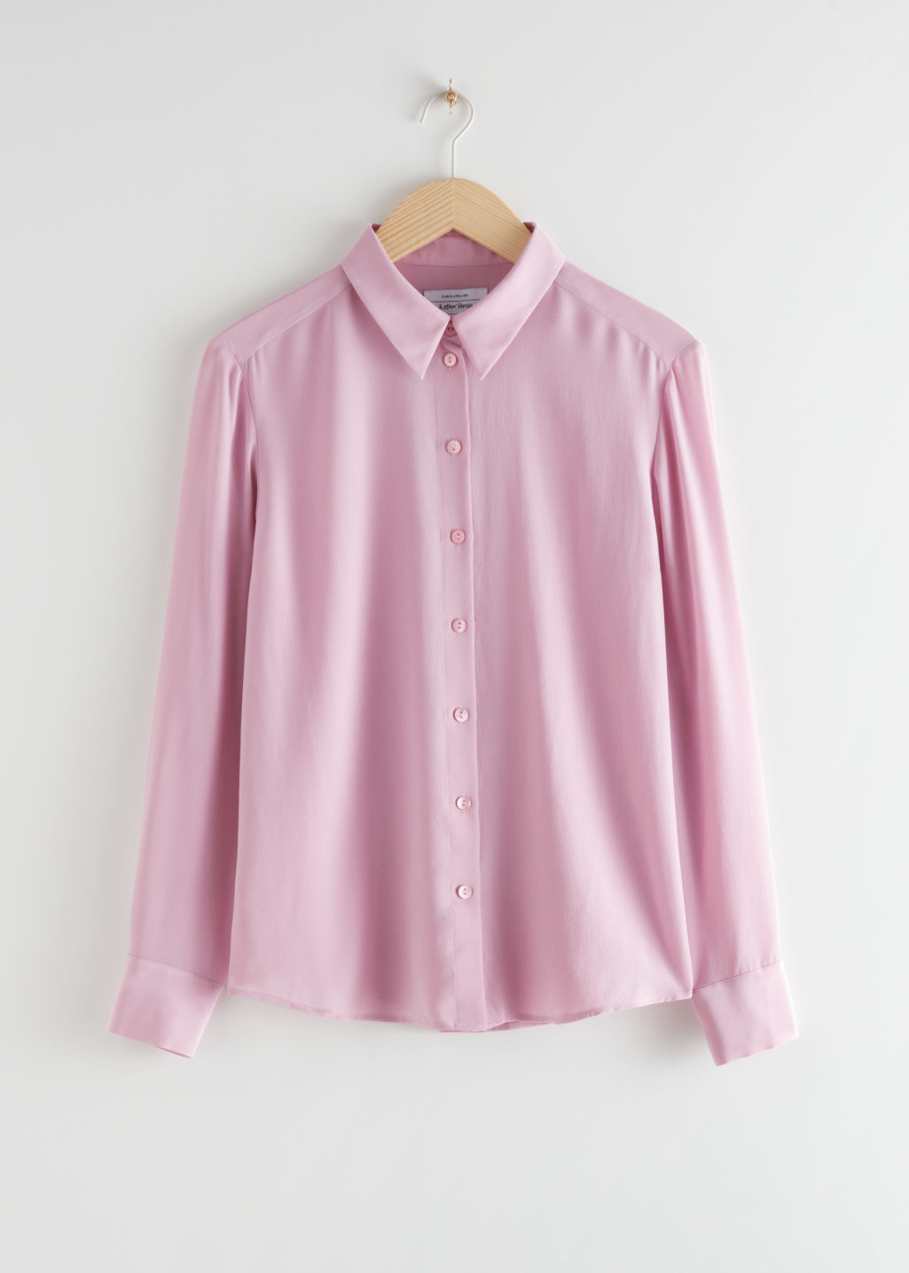 Silk Crepe Shirt - Pink - Silk - & Other Stories - Click Image to Close