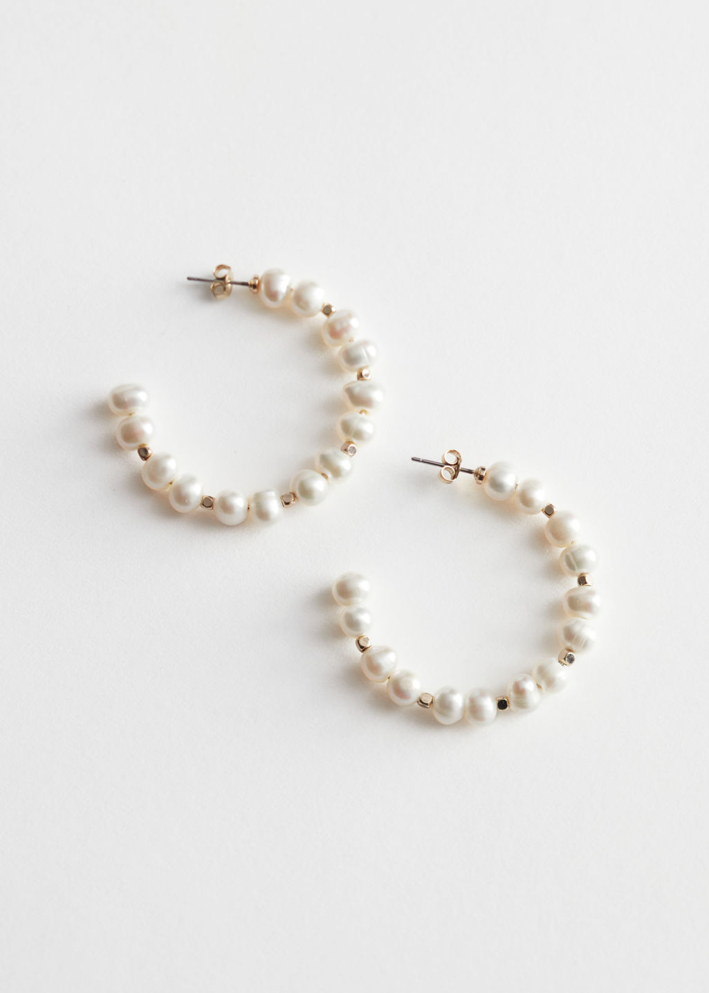 Organic Pearl Open Hoop Earrings - Gold Pearls - Hoops - & Other Stories - Click Image to Close