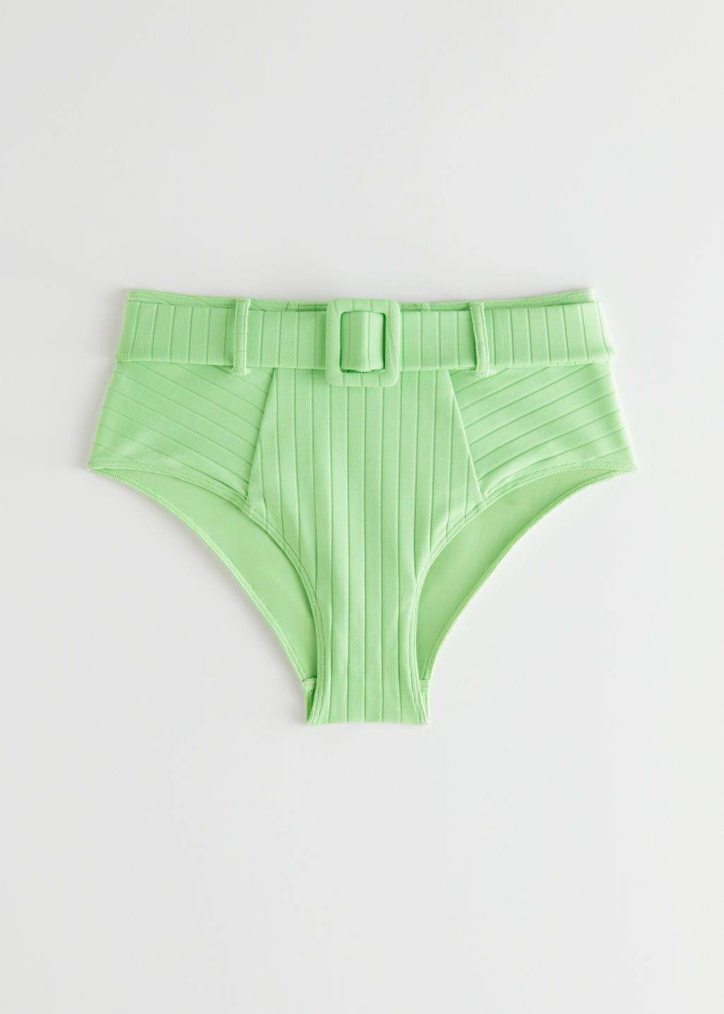 High Waisted Belted Bikini Briefs - Green - Bottoms - & Other Stories - Click Image to Close