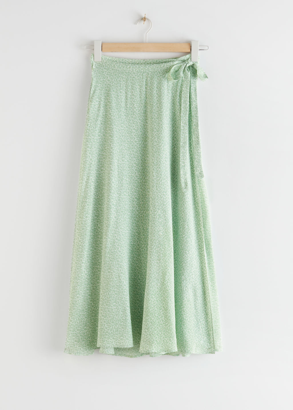 Tie Wrap Midi Skirt - Green Tea Roses - Midi skirts - & Other Stories - Click Image to Close