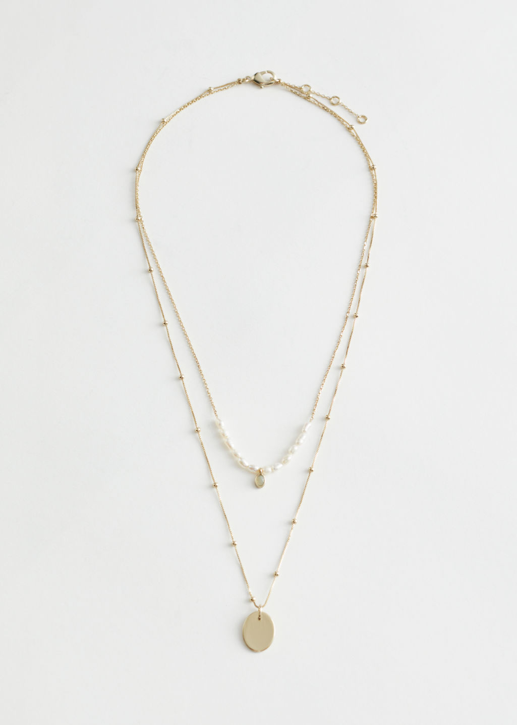 Duo Chain Pearl Pendant Necklace - Gold - Necklaces - & Other Stories - Click Image to Close