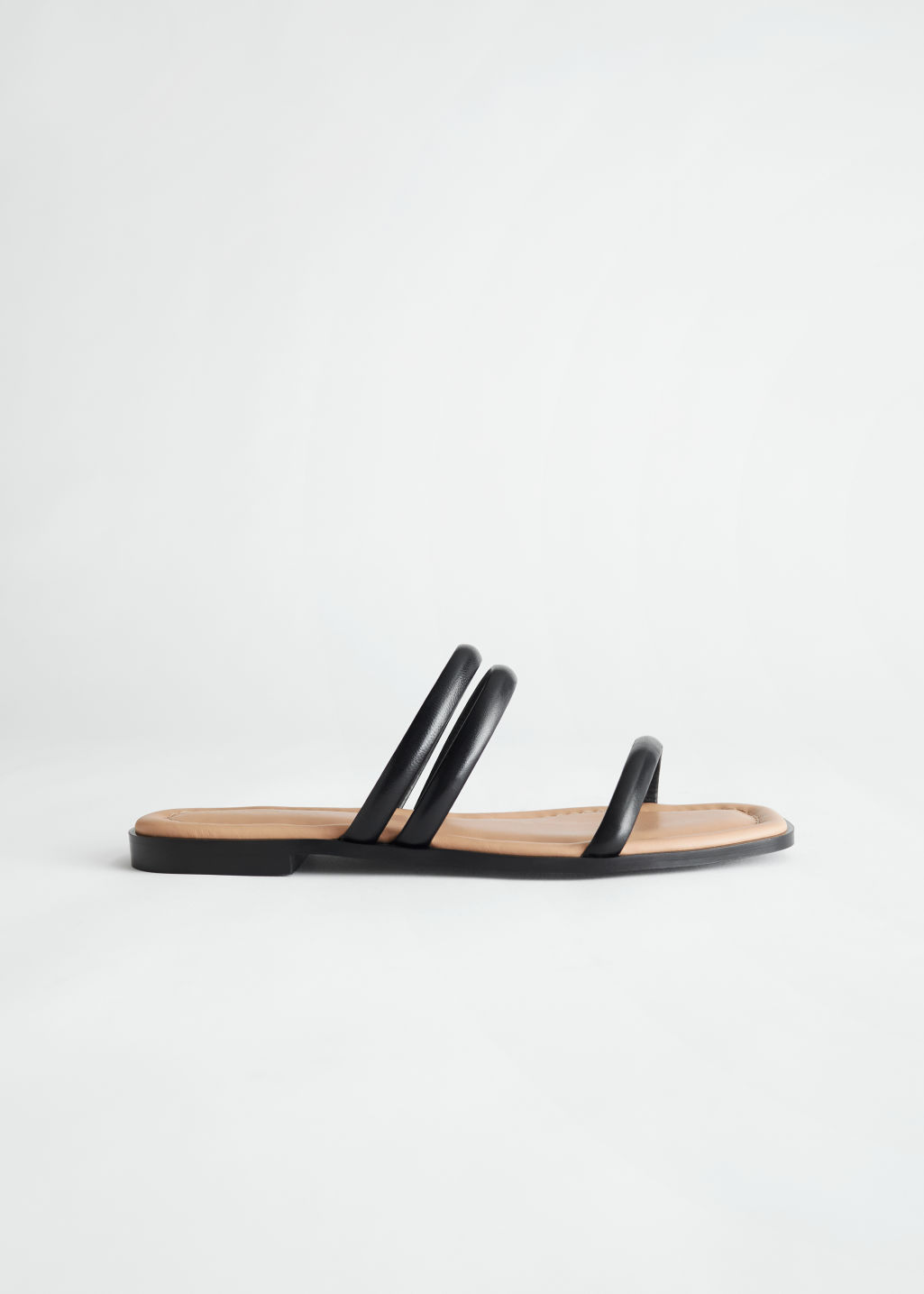Padded Leather Sandals - Black - Flat sandals - & Other Stories
