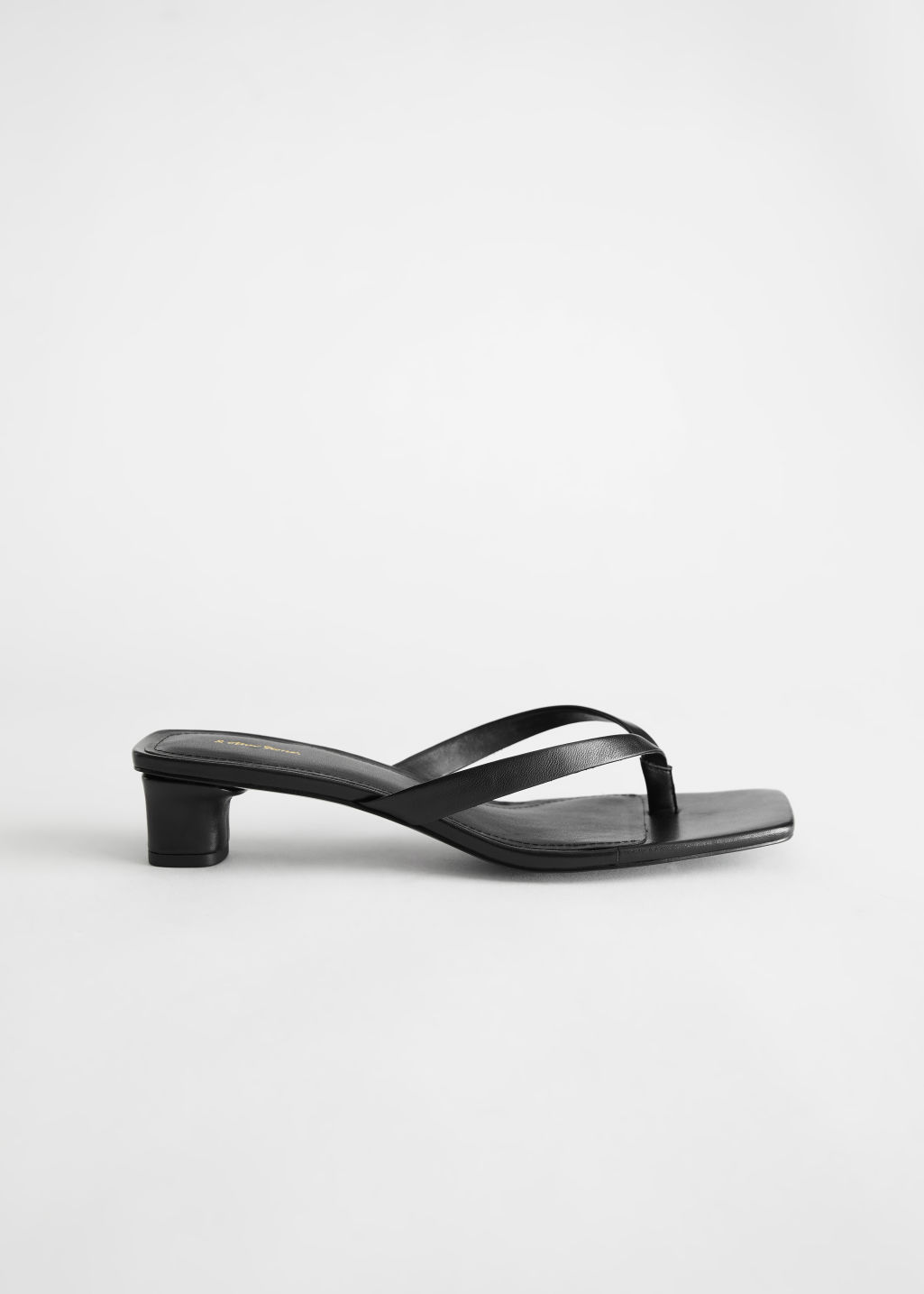 Leather Kitten Heel Flip Flop - Black - Heeled sandals - & Other Stories - Click Image to Close