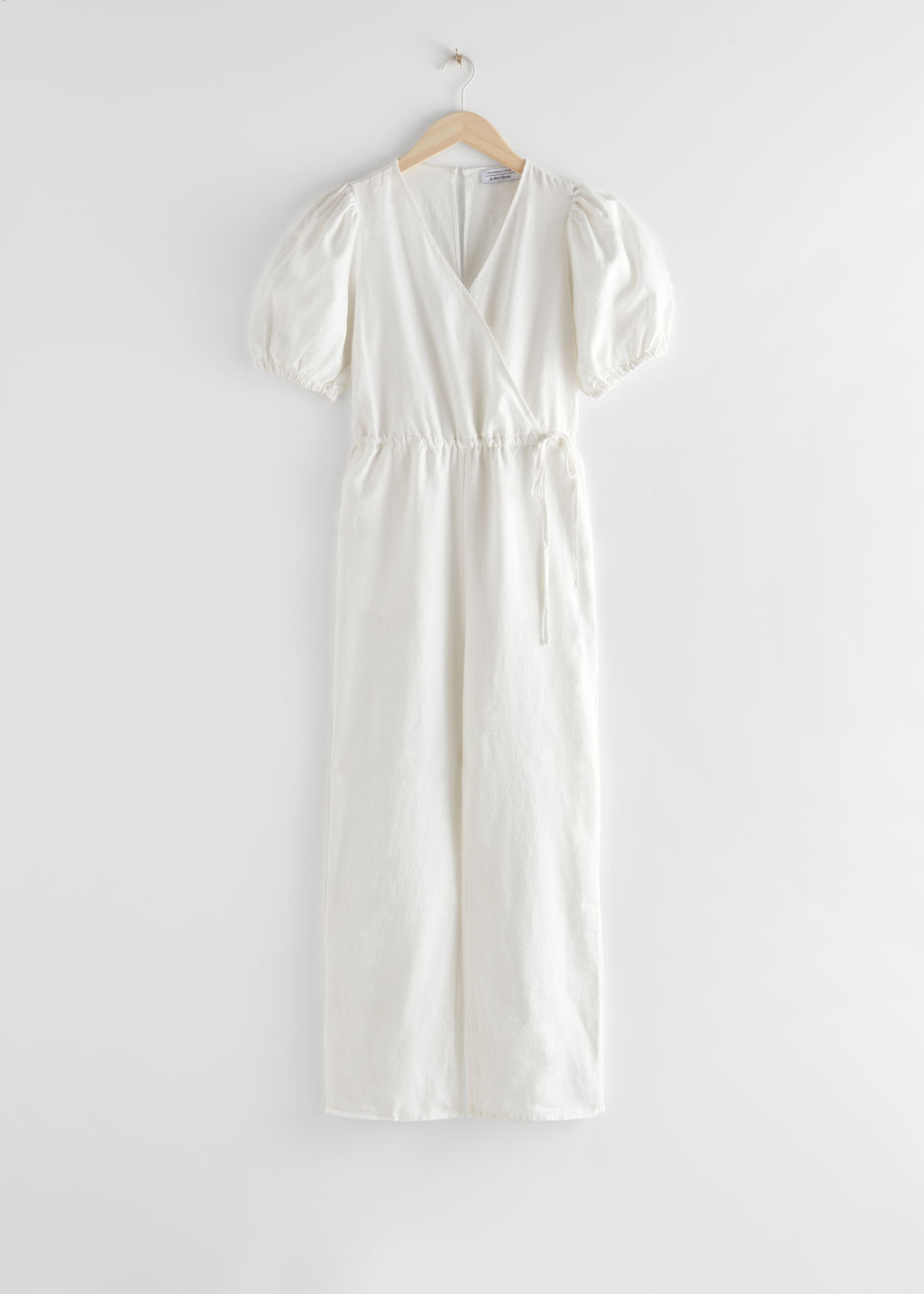 Puff Sleeve Linen Jumpsuit - White - Jumpsuits & Playsuits - & Other Stories - Click Image to Close