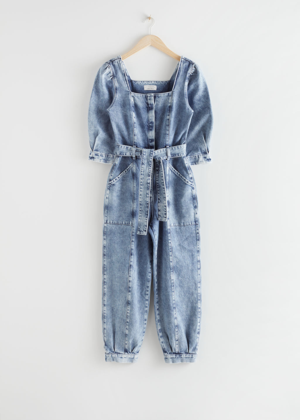 Puff Sleeve Denim Jumpsuit - Acid Blue - Jumpsuits & Playsuits - & Other Stories - Click Image to Close