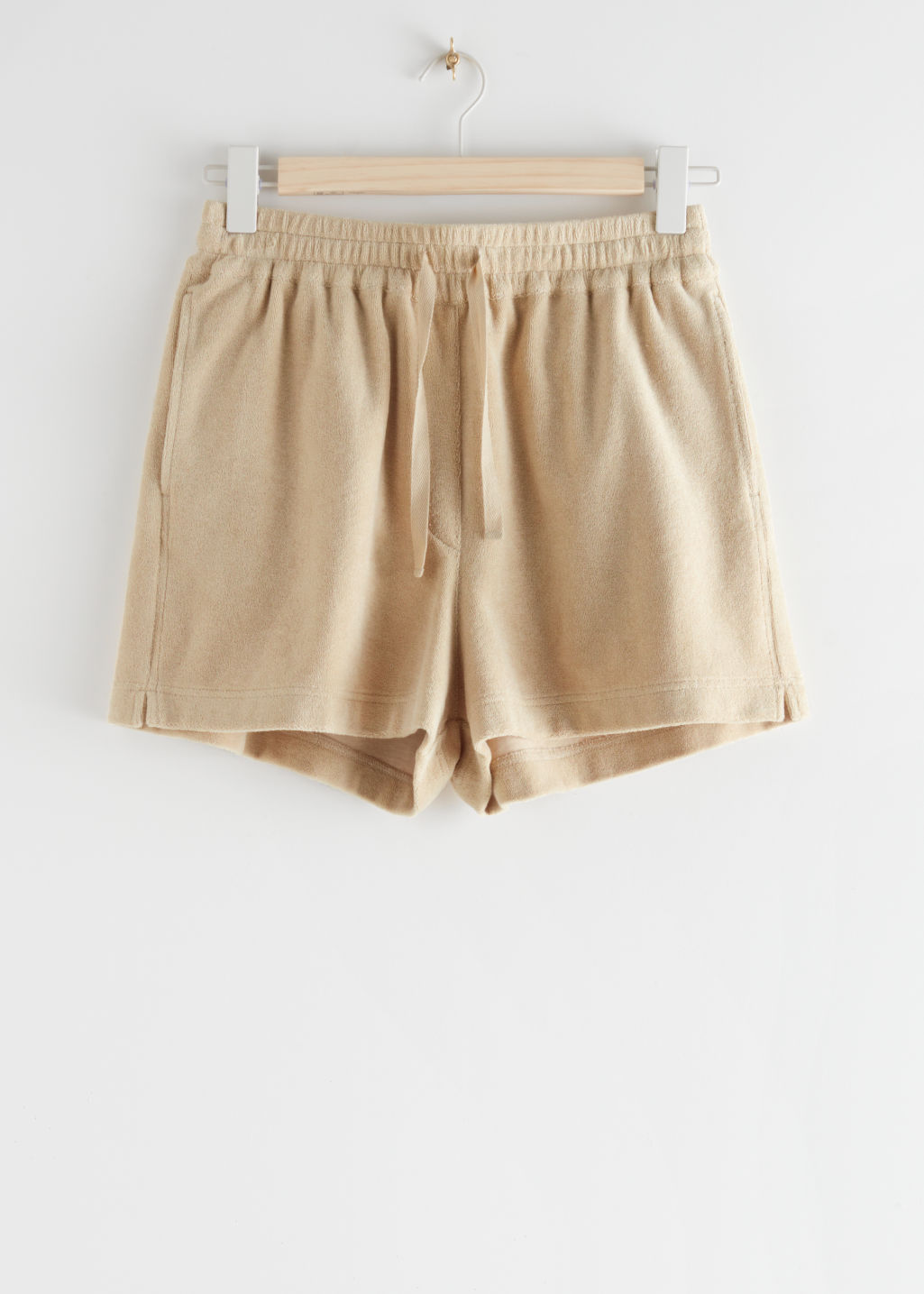 Drawstring Velour Shorts - Beige - Shorts - & Other Stories