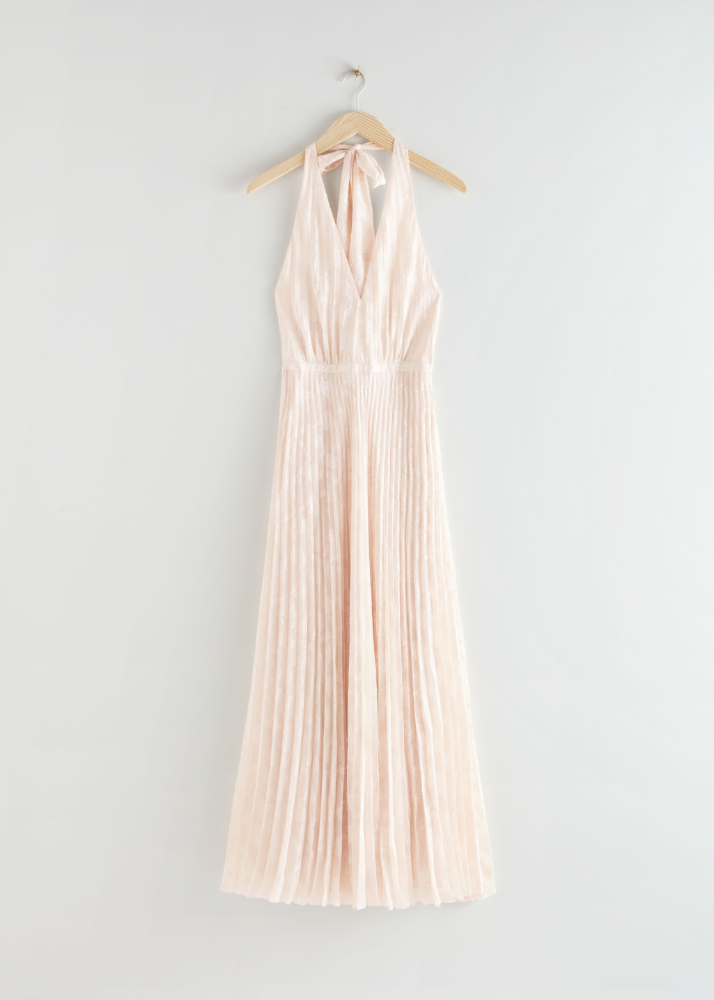 Pleated Halterneck Maxi Dress - White - Maxi dresses - & Other Stories - Click Image to Close