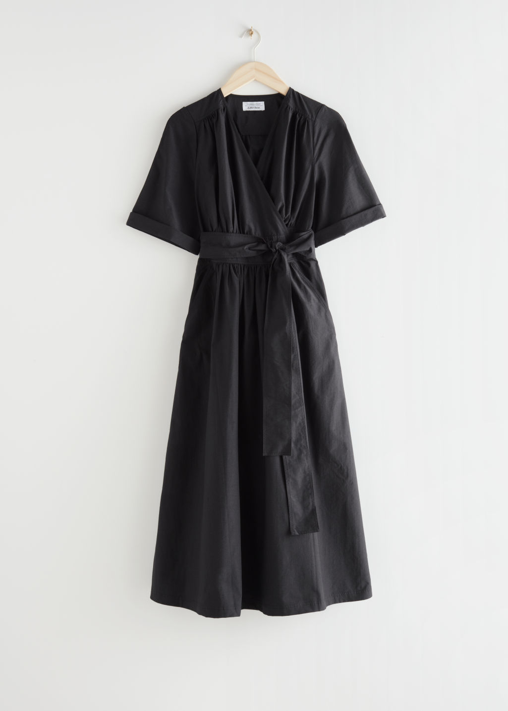 Voluminous Wrap Midi Dress - Black - Midi dresses - & Other Stories - Click Image to Close