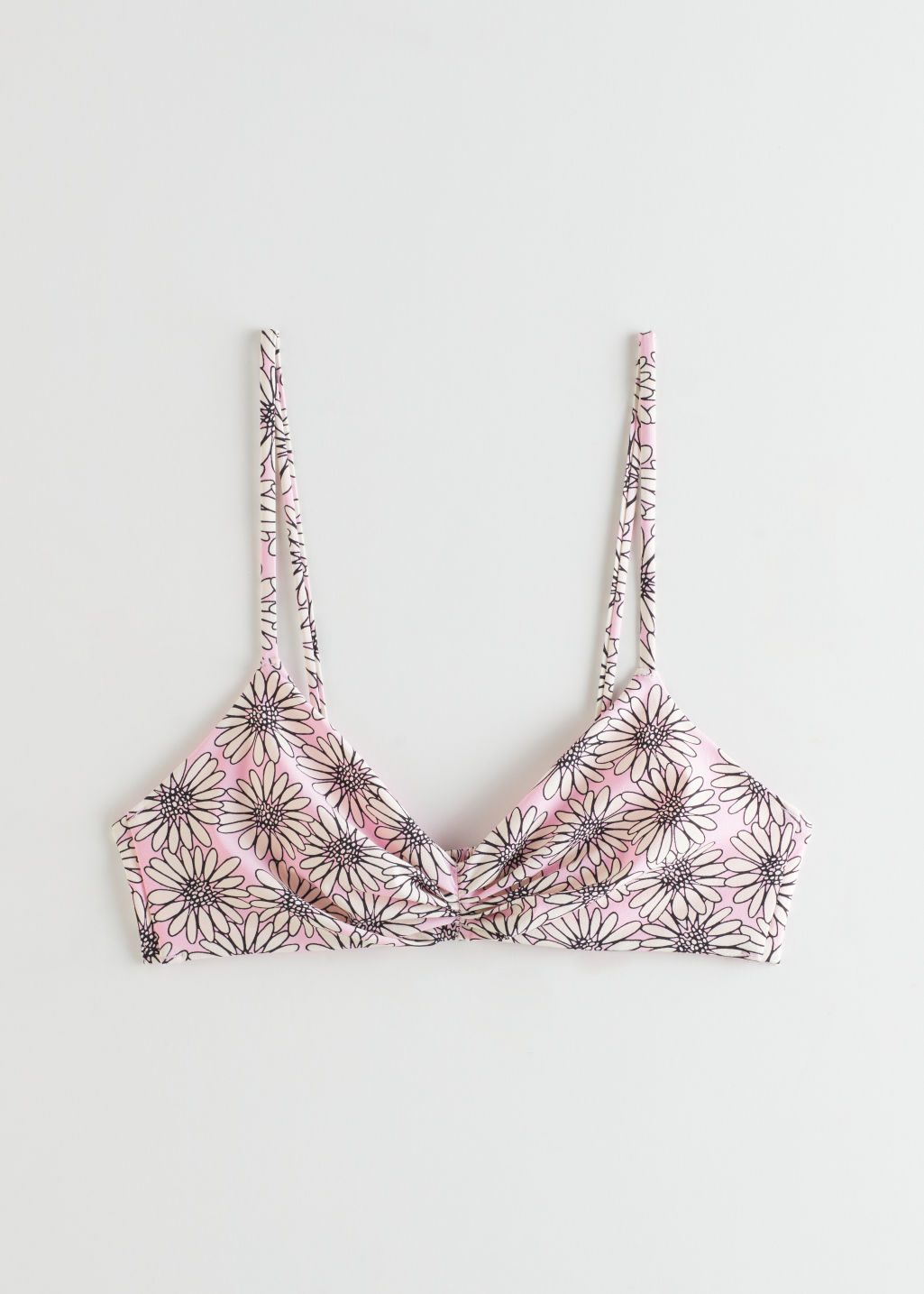 Gathered Triangle Bikini Top - Pink Florals - Tops - & Other Stories