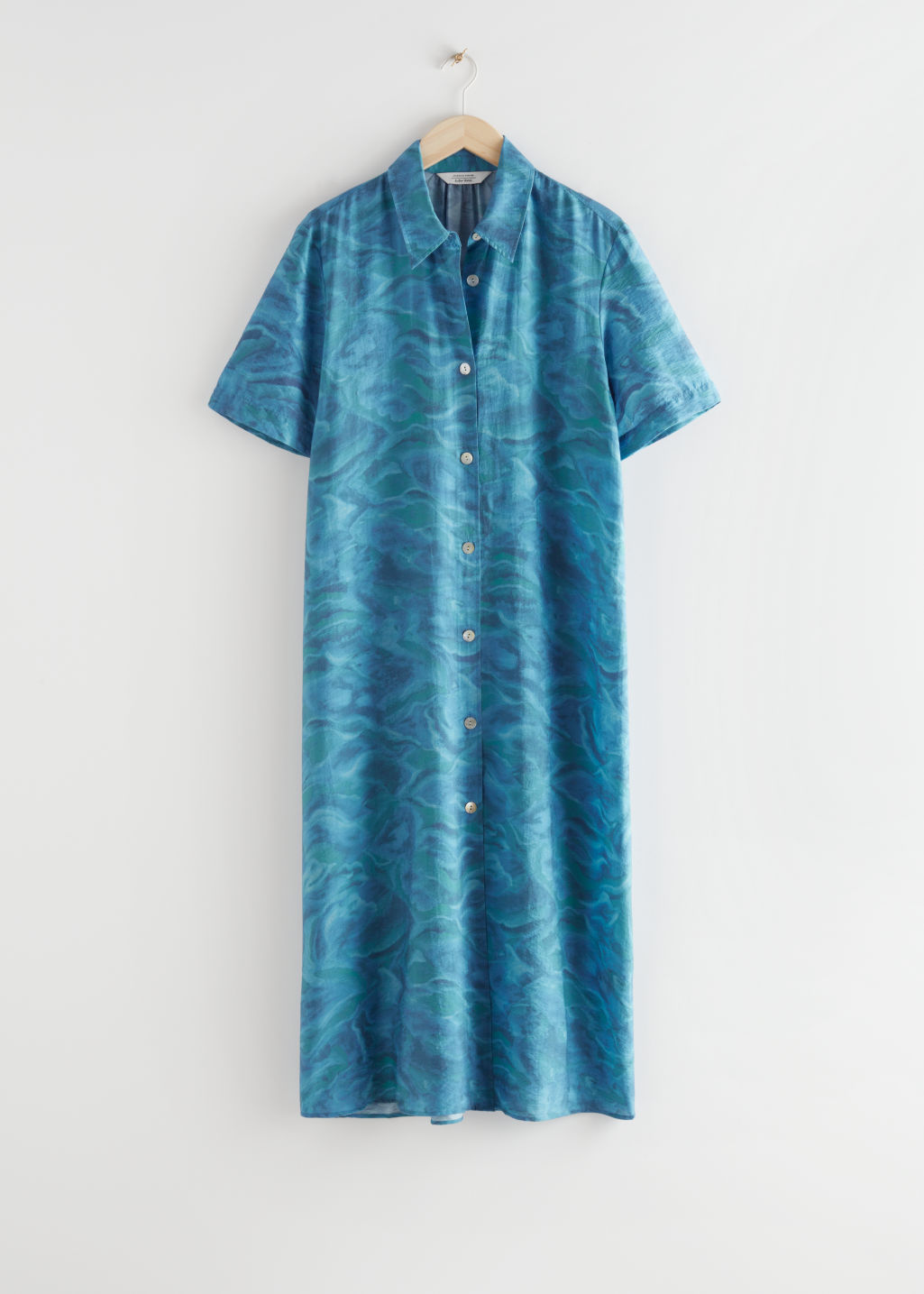 Buttoned Maxi Shirt Dress - Blue Print - Maxi dresses - & Other Stories - Click Image to Close