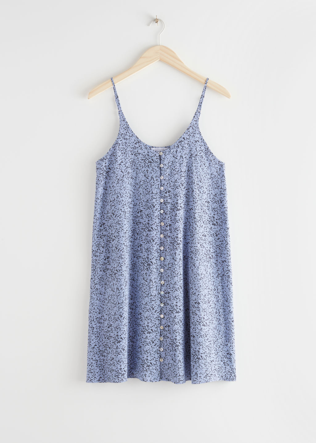 Flowy Buttoned Mini Dress - Blue Print - Mini dresses - & Other Stories