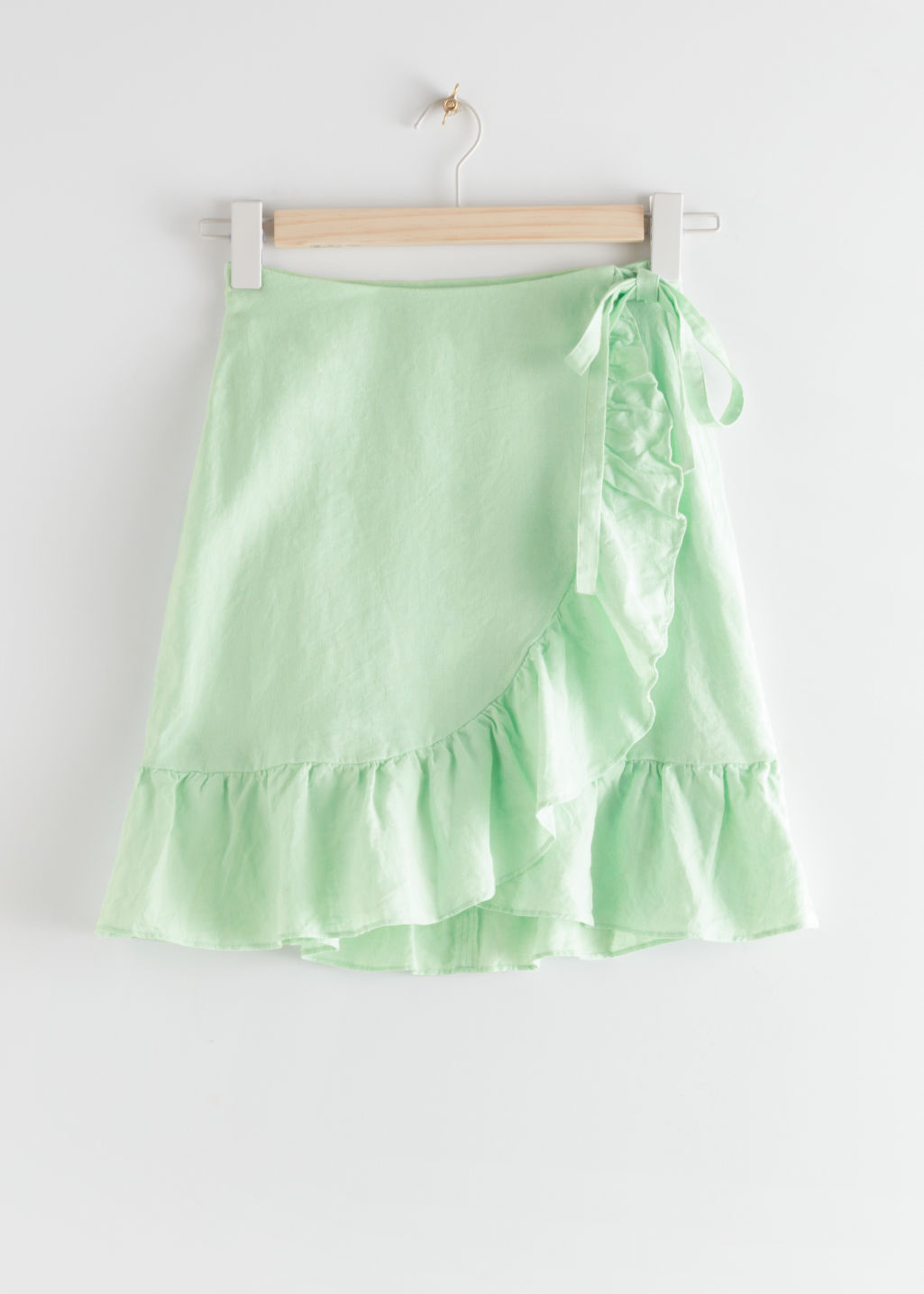 Ruffled Linen Wrap Mini Skirt - Green - Mini skirts - & Other Stories - Click Image to Close