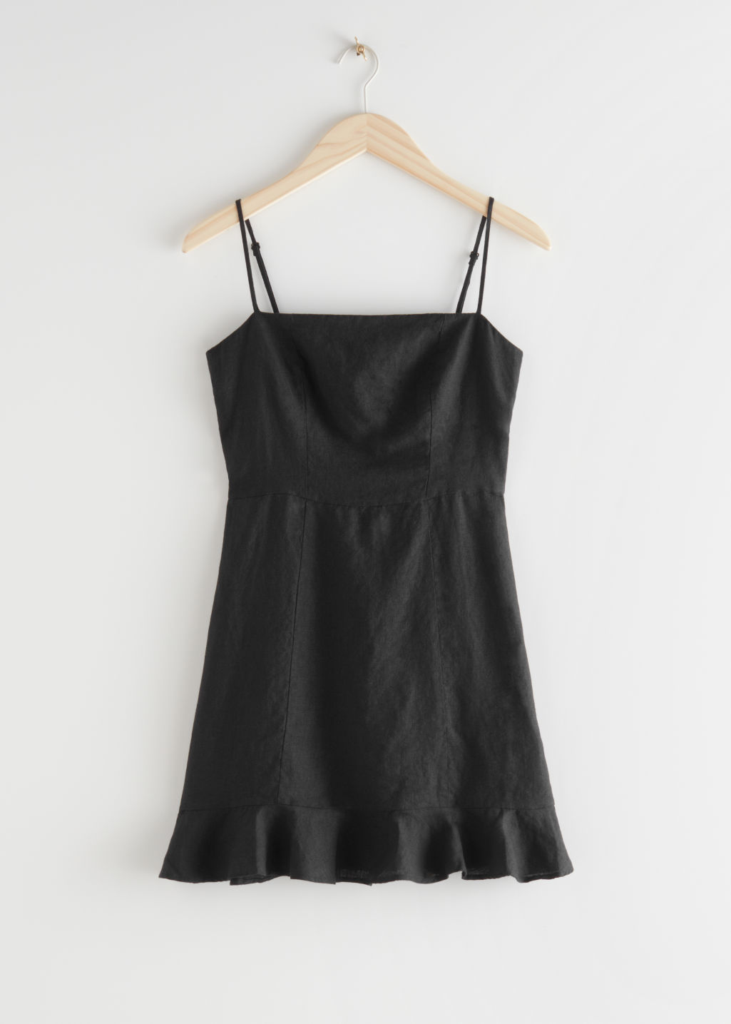 Spaghetti Strap Linen Mini Dress - Black - Mini dresses - & Other Stories