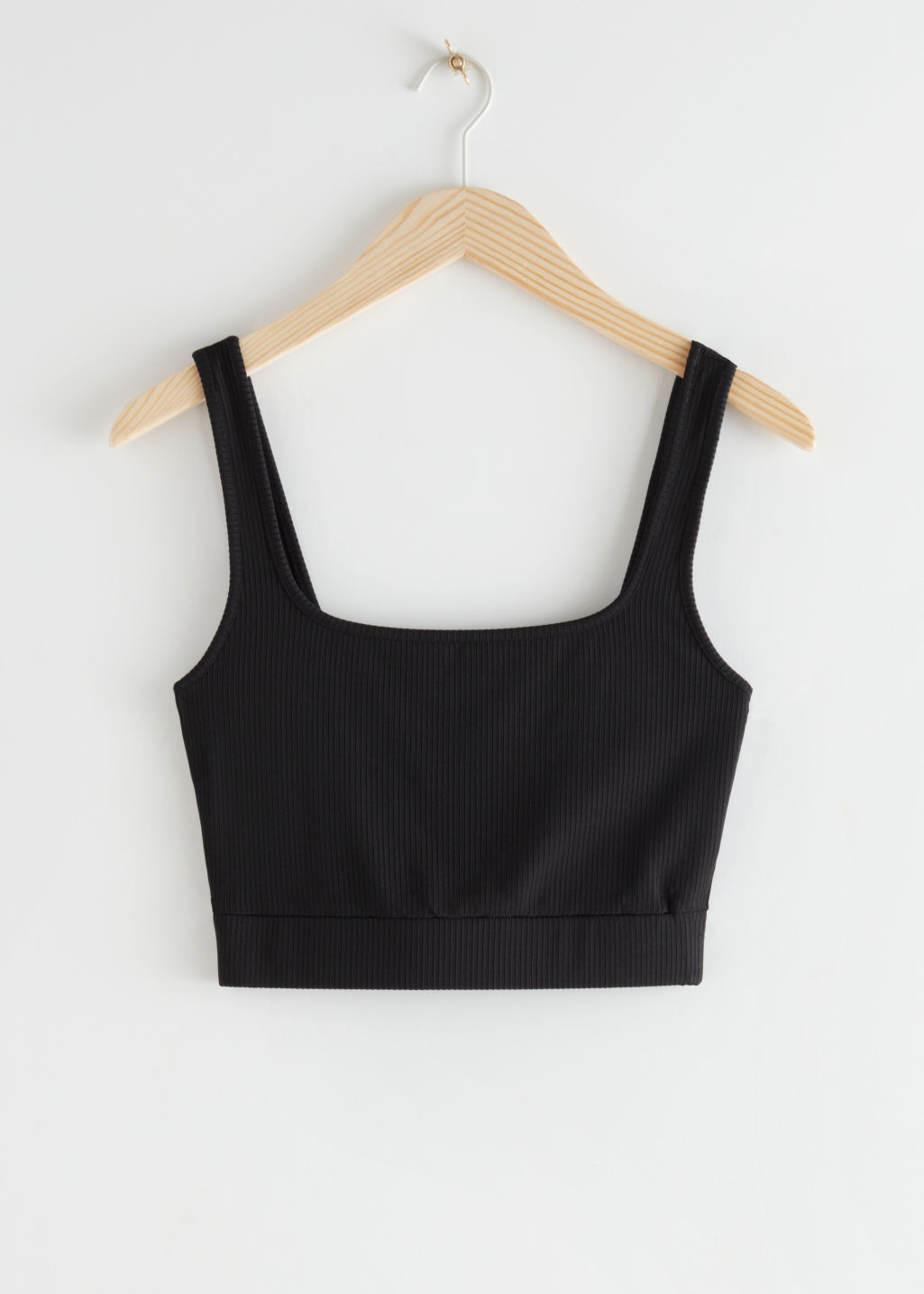 Ribbed Square Neck Crop Top - Black - Tanktops & Camisoles - & Other Stories - Click Image to Close