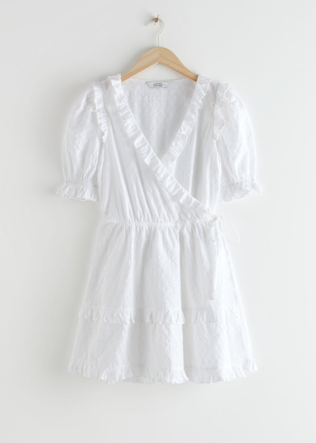 Frilled Embroidered Mini Dress - White - Mini dresses - & Other Stories