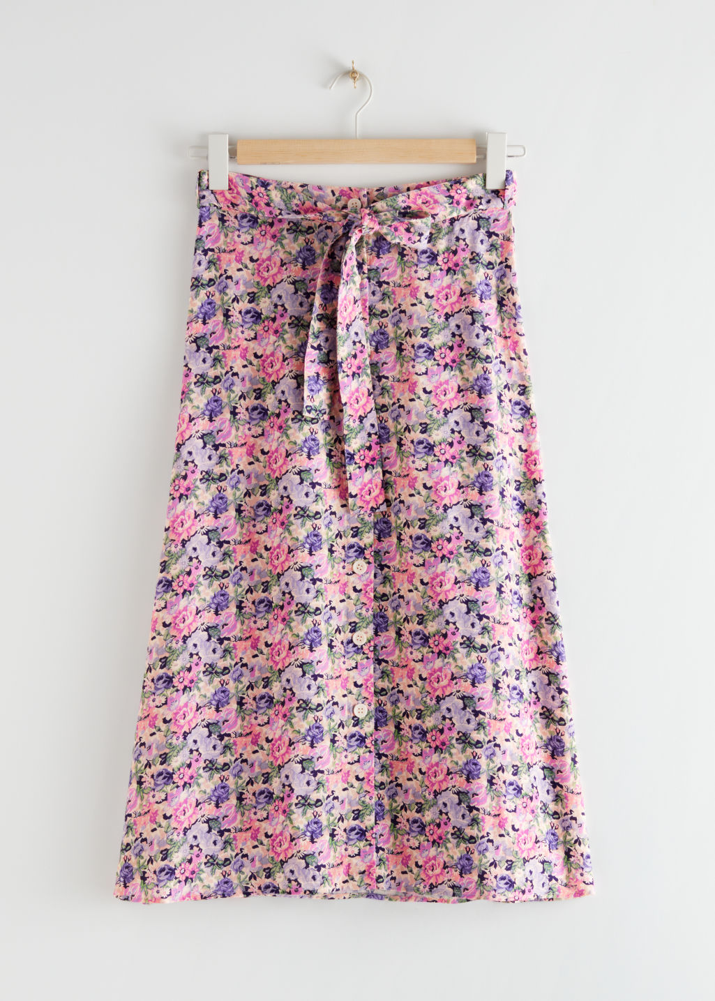 Buttoned Midi Skirt - Pink Florals - Midi skirts - & Other Stories