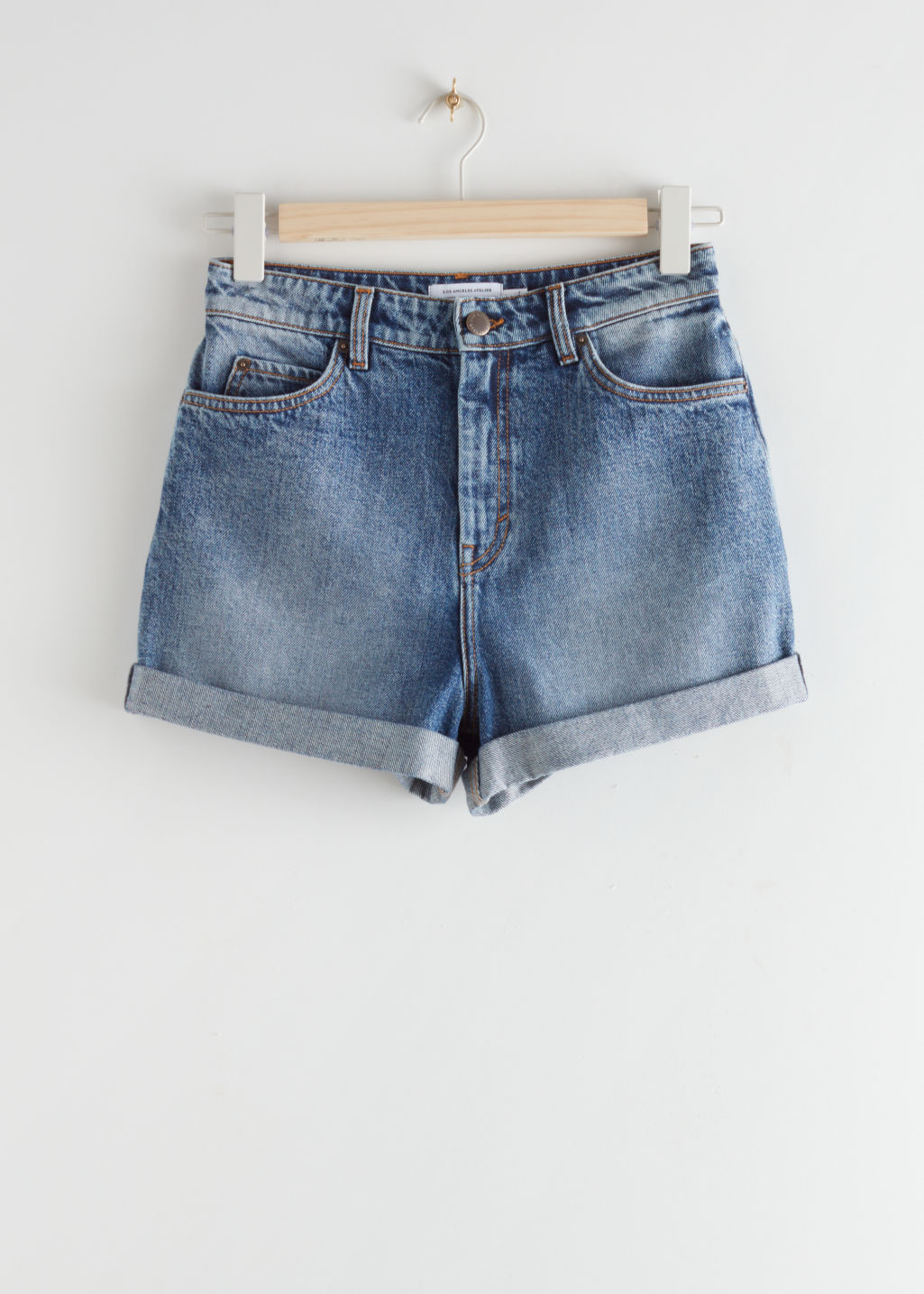 Rolled Hem Denim Shorts - Mid Blue - Shorts - & Other Stories - Click Image to Close