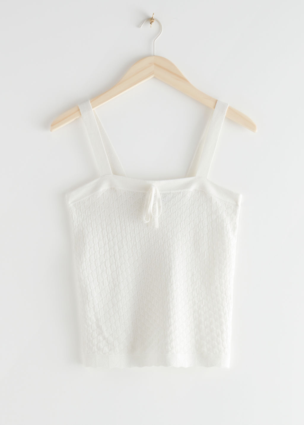 Fitted Knit Structure Tank Top - White - Tanktops & Camisoles - & Other Stories - Click Image to Close