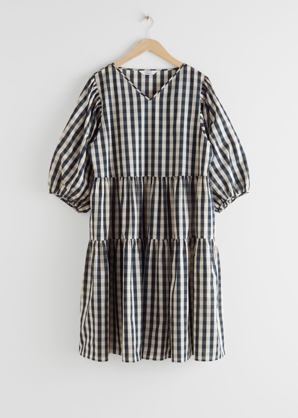 Voluminous Puff Sleeve Midi Dress - Gingham - Midi dresses - & Other Stories - Click Image to Close