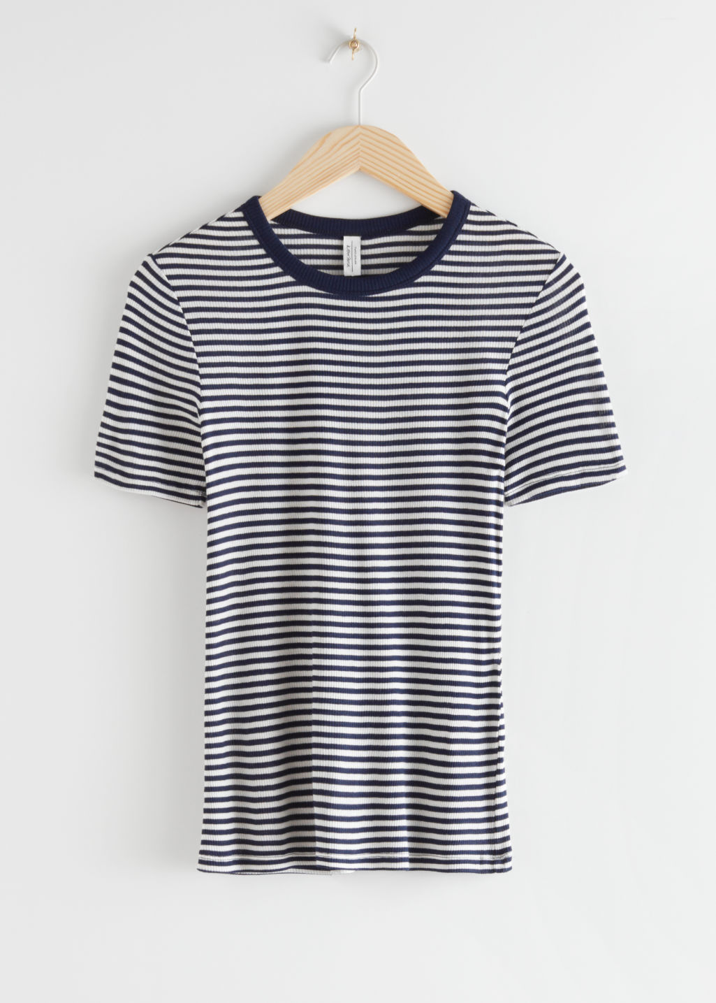 Striped Viscose T-Shirt - Black - Striped T-shirts - & Other Stories - Click Image to Close