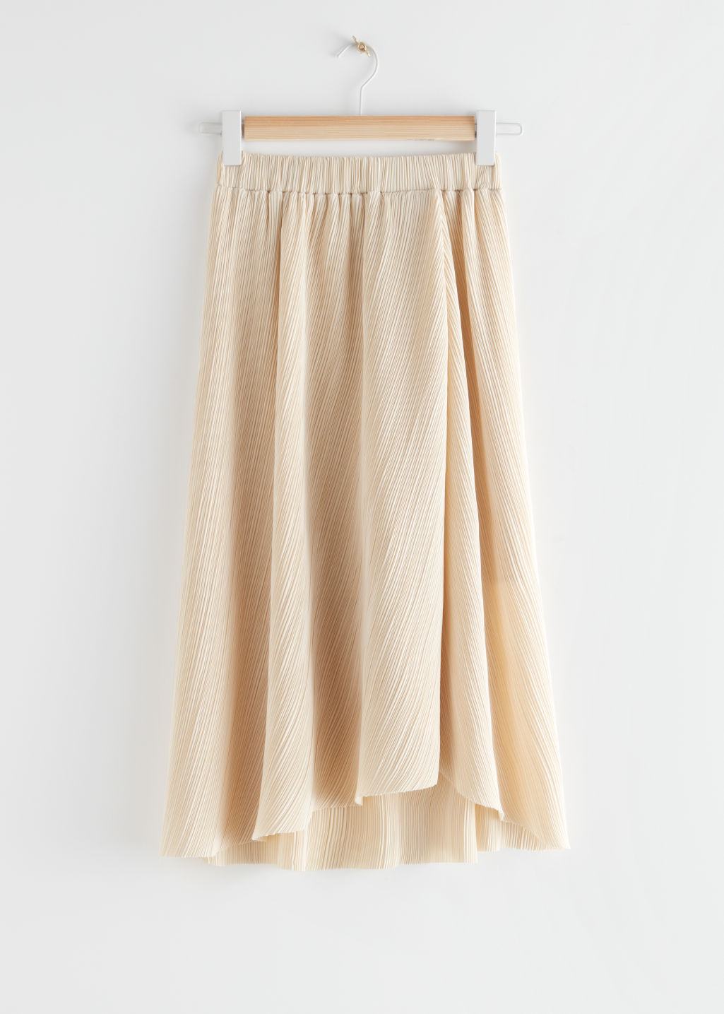 Diagonal Pleats Midi Skirt - Beige - Midi skirts - & Other Stories - Click Image to Close