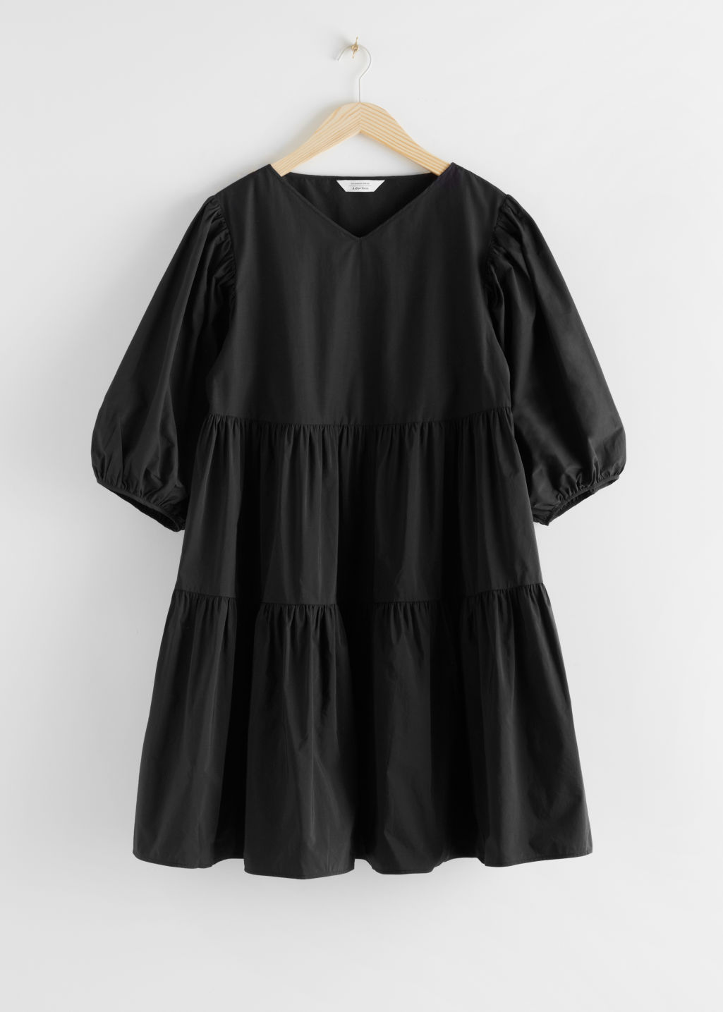 Cotton Blend Voluminous Midi Dress - Black - Midi dresses - & Other Stories