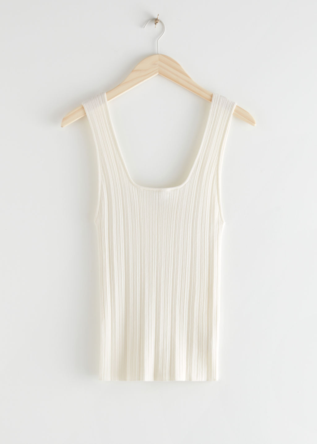 Deep Scoop-Neck Rib Top - White - Tanktops & Camisoles - & Other Stories