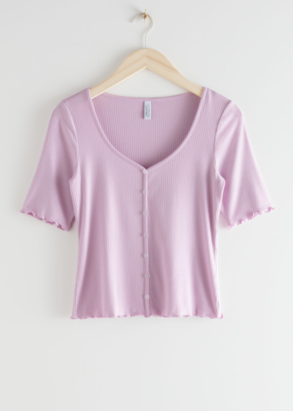 Ribbed Scoop Neck Top - Lilac - Tops & T-shirts - & Other Stories - Click Image to Close
