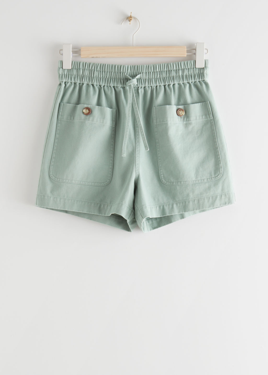 Relaxed Drawstring Shorts - Light Green - Shorts - & Other Stories - Click Image to Close