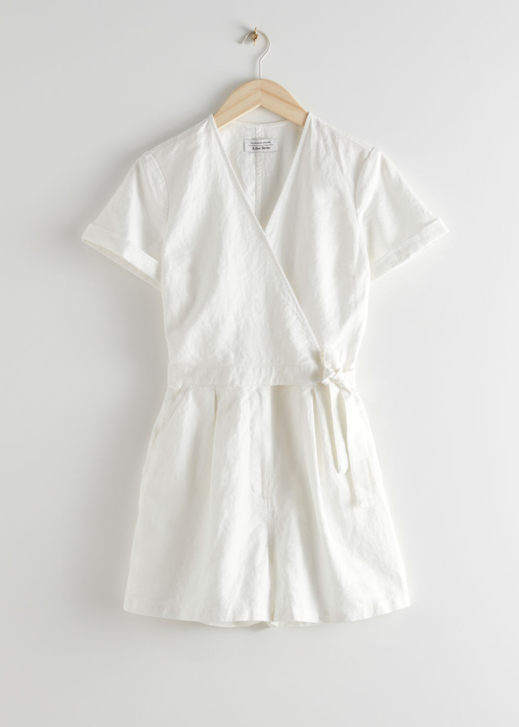 Linen Blend Wrap Romper - White - Jumpsuits & Playsuits - & Other Stories - Click Image to Close