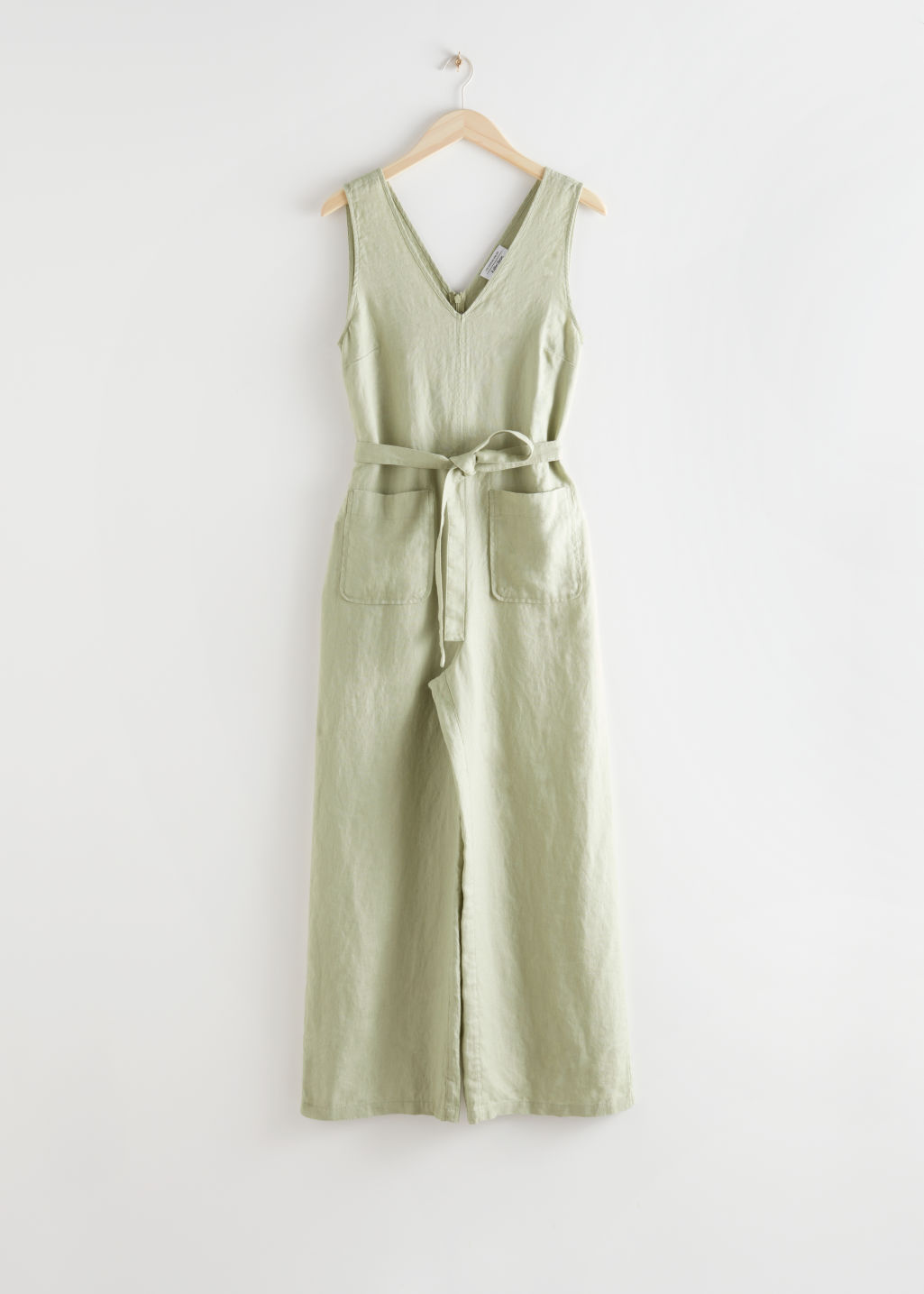 Oversized Belted Linen Jumpsuit - Light Green - Jumpsuits & Playsuits - & Other Stories