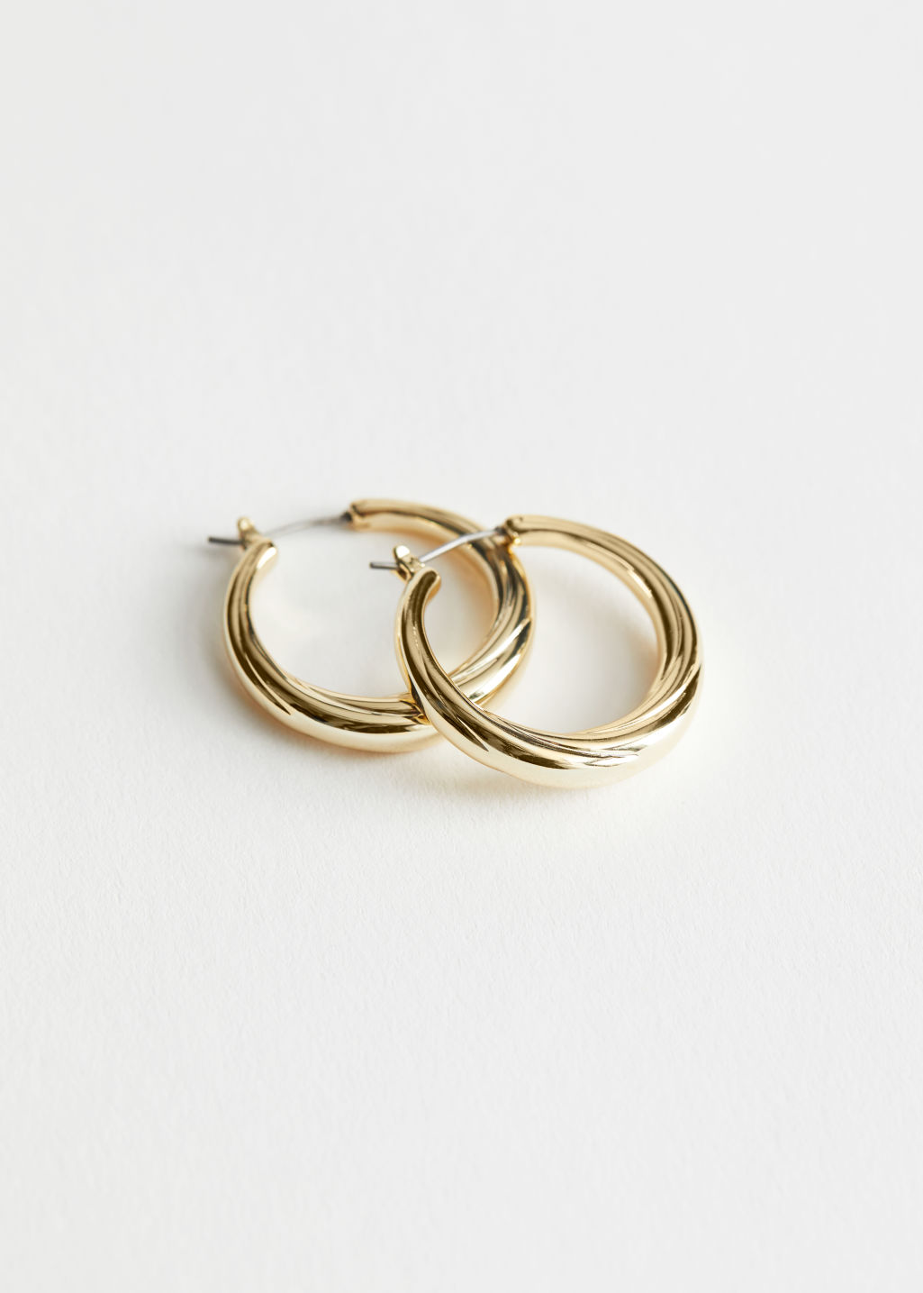 Curved Hoop Earrings - Gold - Hoops - & Other Stories - Click Image to Close