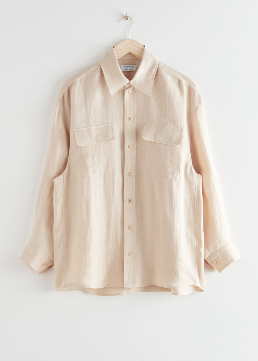 Oversized Linen Shirt - Beige - Shirts - & Other Stories - Click Image to Close