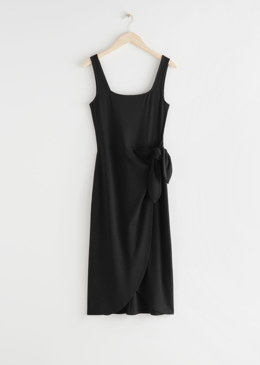 Square Neckline Side Tie Midi Dress - Black - Midi dresses - & Other Stories