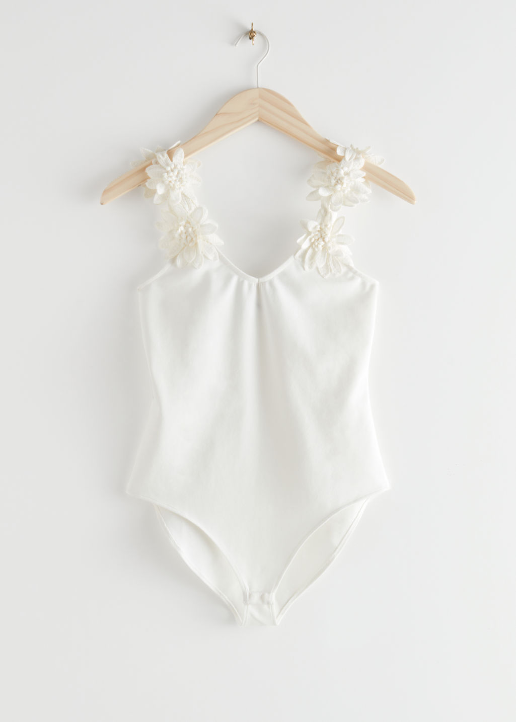 Flower Applique Bodysuit - White - Bodies - & Other Stories - Click Image to Close