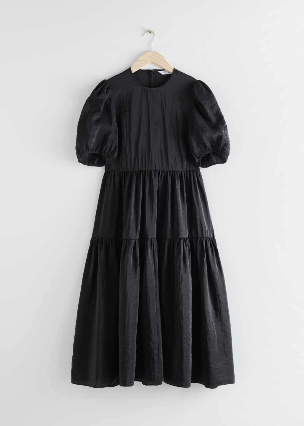 Voluminous Puff Sleeve Midi Dress - Black - Midi dresses - & Other Stories